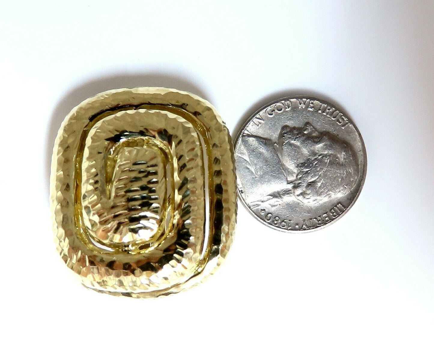 Aztec Inca South American Endless Maze Domed Hammered Rustic Earrings 18 Karat