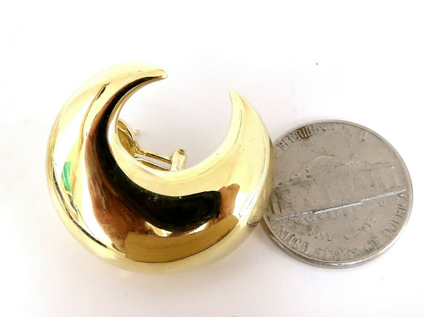 Islam Arab Domed Crescent Left Right Lobe Earrings 18 Karat High Shine