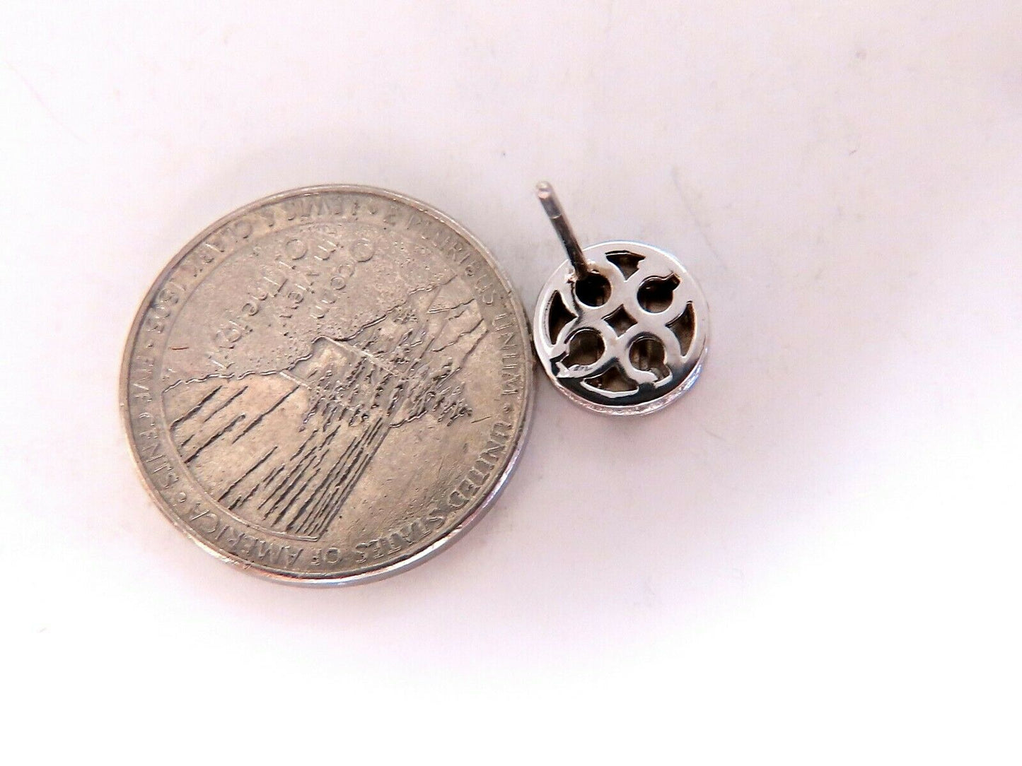 .40ct Natural Diamonds Mod- Goth Deco Flat Screw Stud Earrings 14 karat