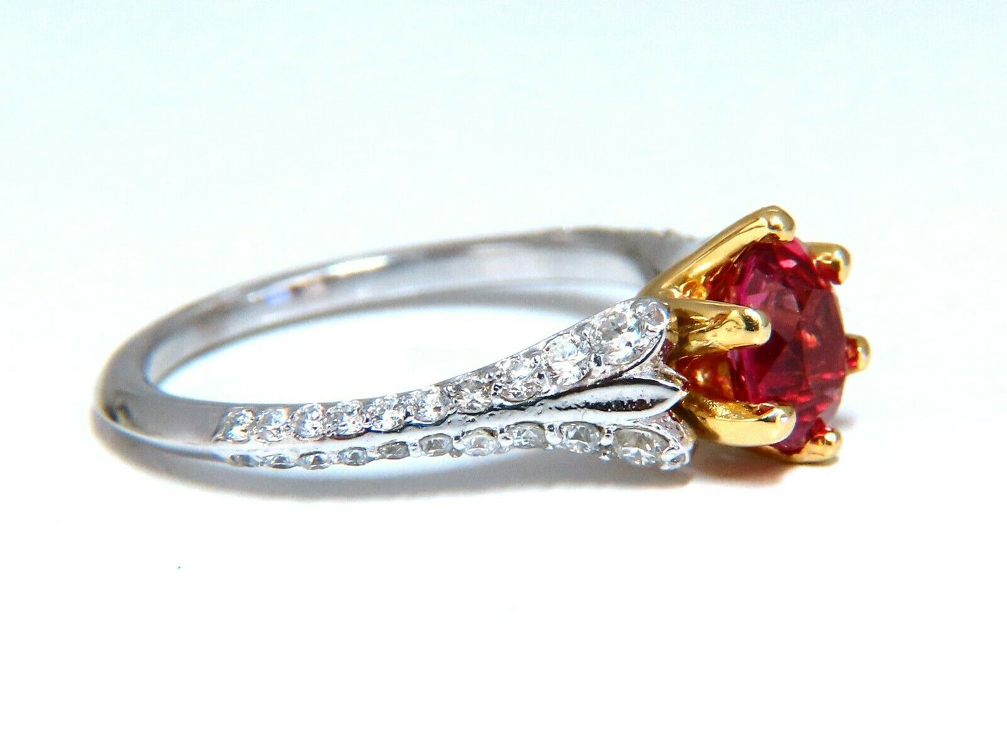 AIGS Certified 1.07ct Natural Pink No Heat Ruby Diamonds Ring 14 Karat
