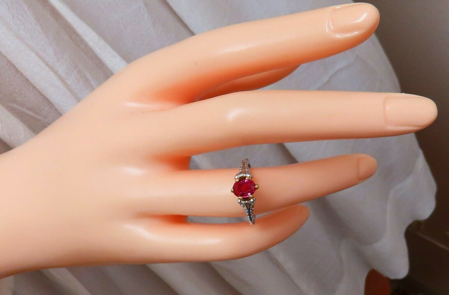 AIGS Certified 1.07ct Natural Pink No Heat Ruby Diamonds Ring 14 Karat