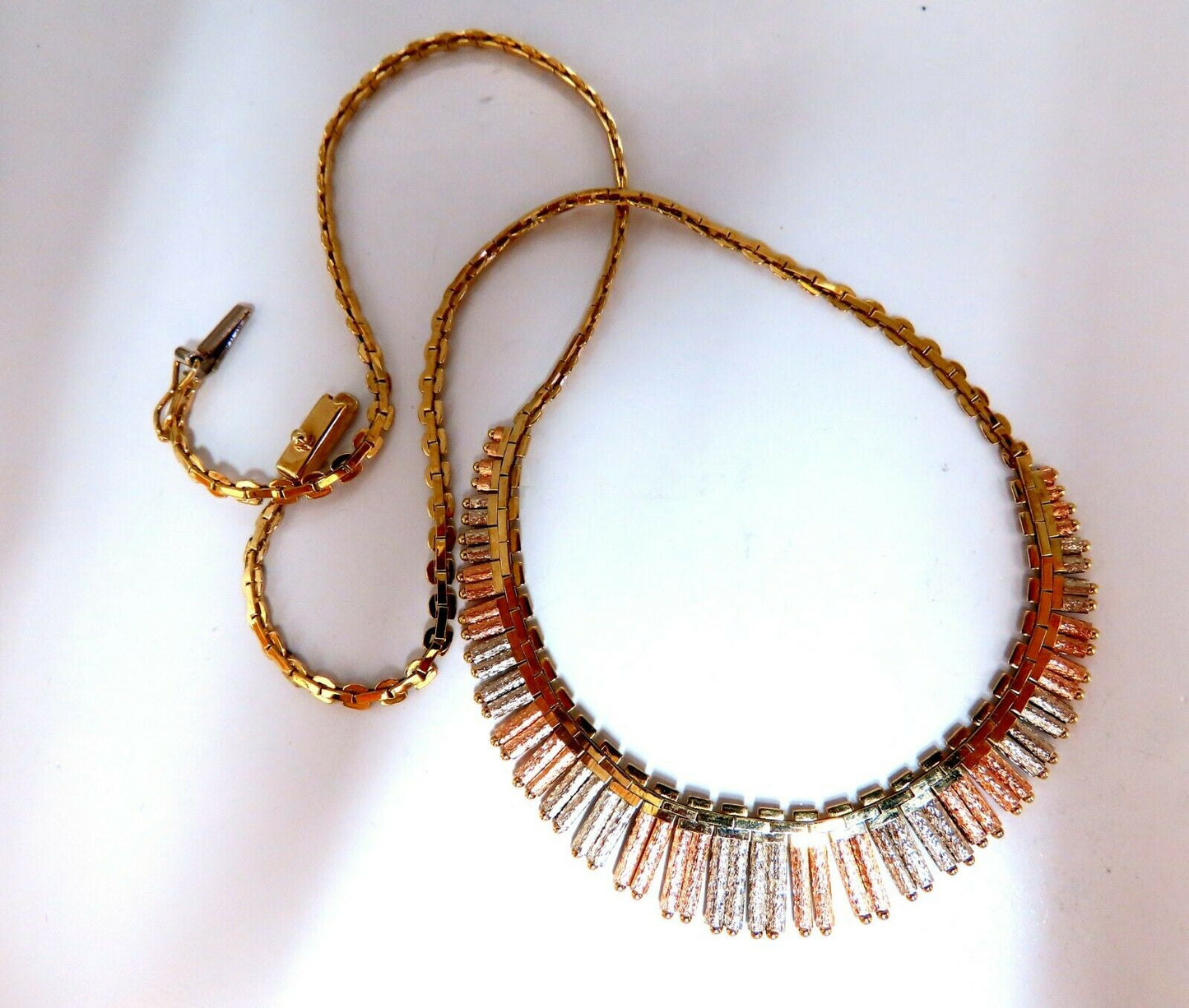 Inspiring Instrumental Portative Organ Graduating Tubular Linked Necklace 14kt