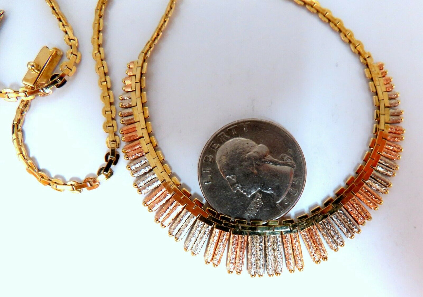 Inspiring Instrumental Portative Organ Graduating Tubular Linked Necklace 14kt
