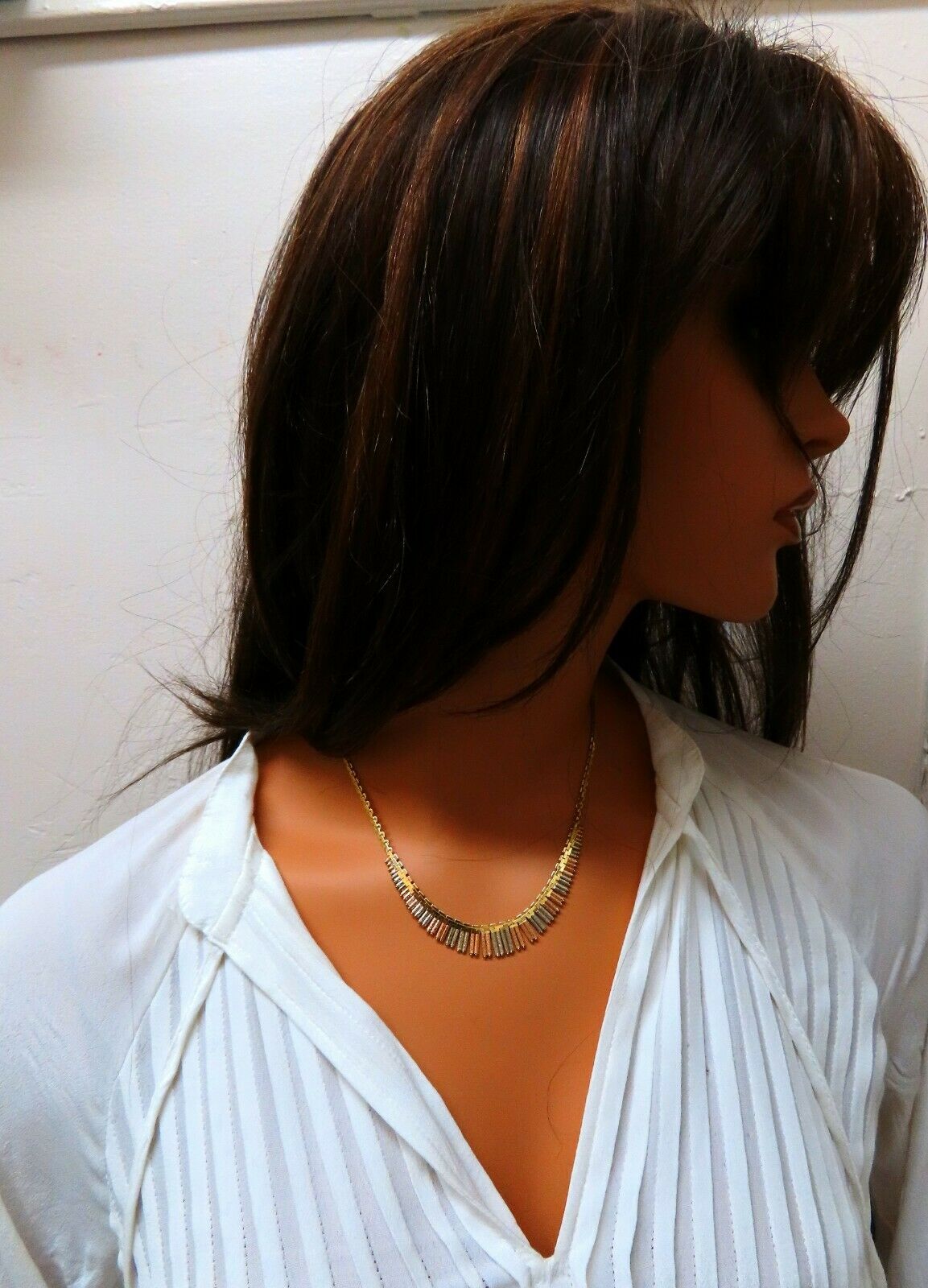 Inspiring Instrumental Portative Organ Graduating Tubular Linked Necklace 14kt