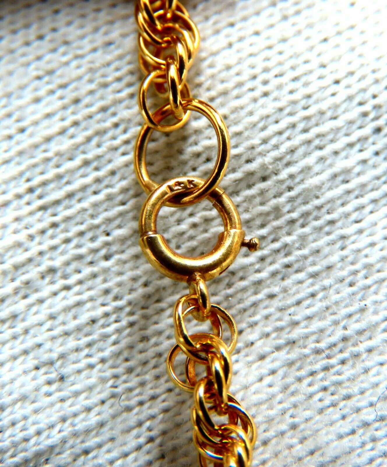 HeavyWeight Gym Weight Lifter Bench Press Dumbbell Long Rope Chain Necklace 14kt