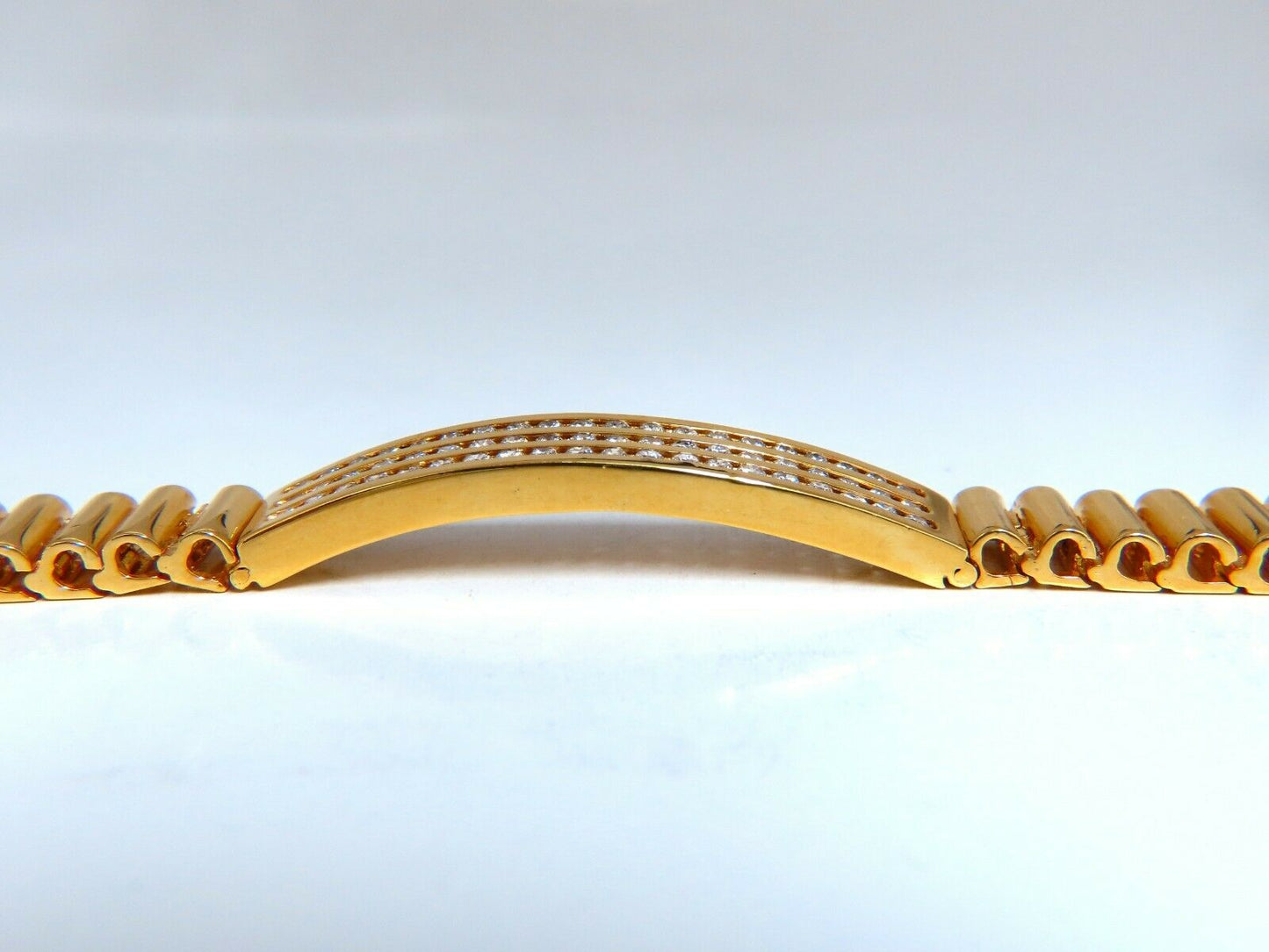 2.00ct Round Diamonds ID Tag Bracelet 14 karat Channel Three Row Smoothed Bar
