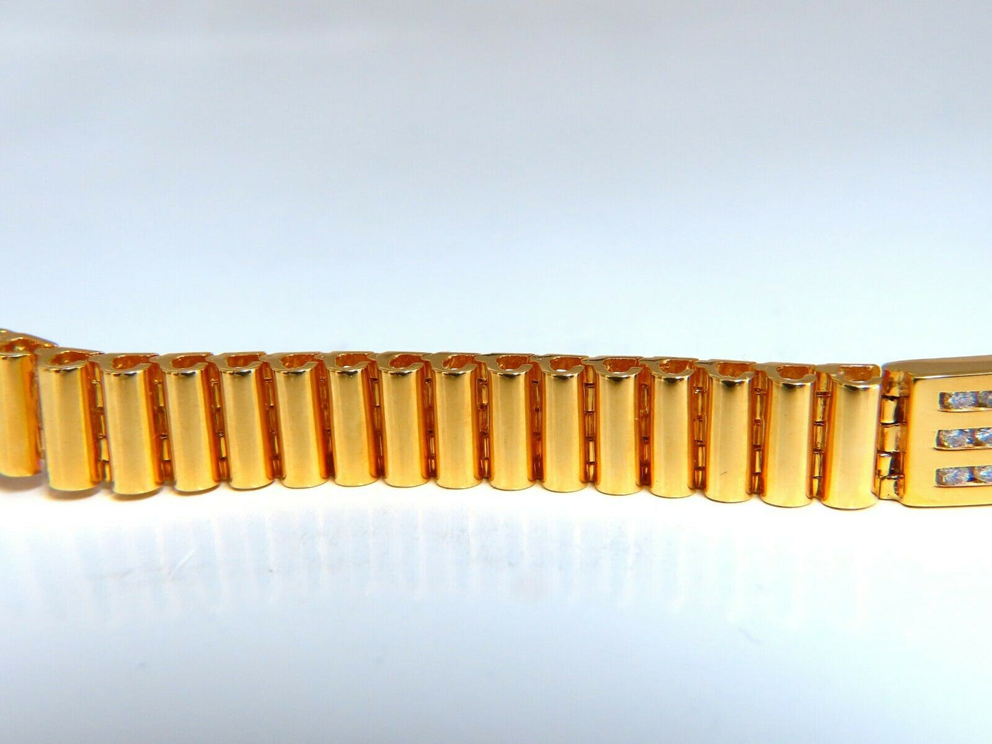 2.00ct Round Diamonds ID Tag Bracelet 14 karat Channel Three Row Smoothed Bar