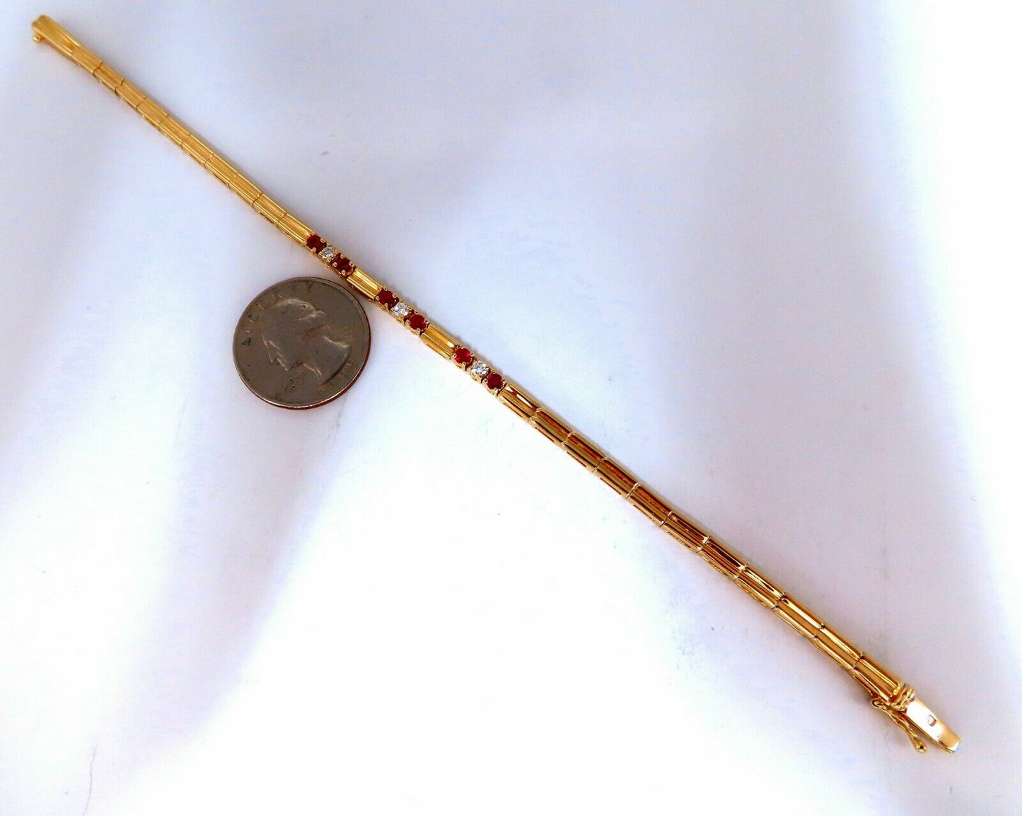 .80ct Natural Ruby .33ct Diamonds Vintage Bracelet 14 Karat