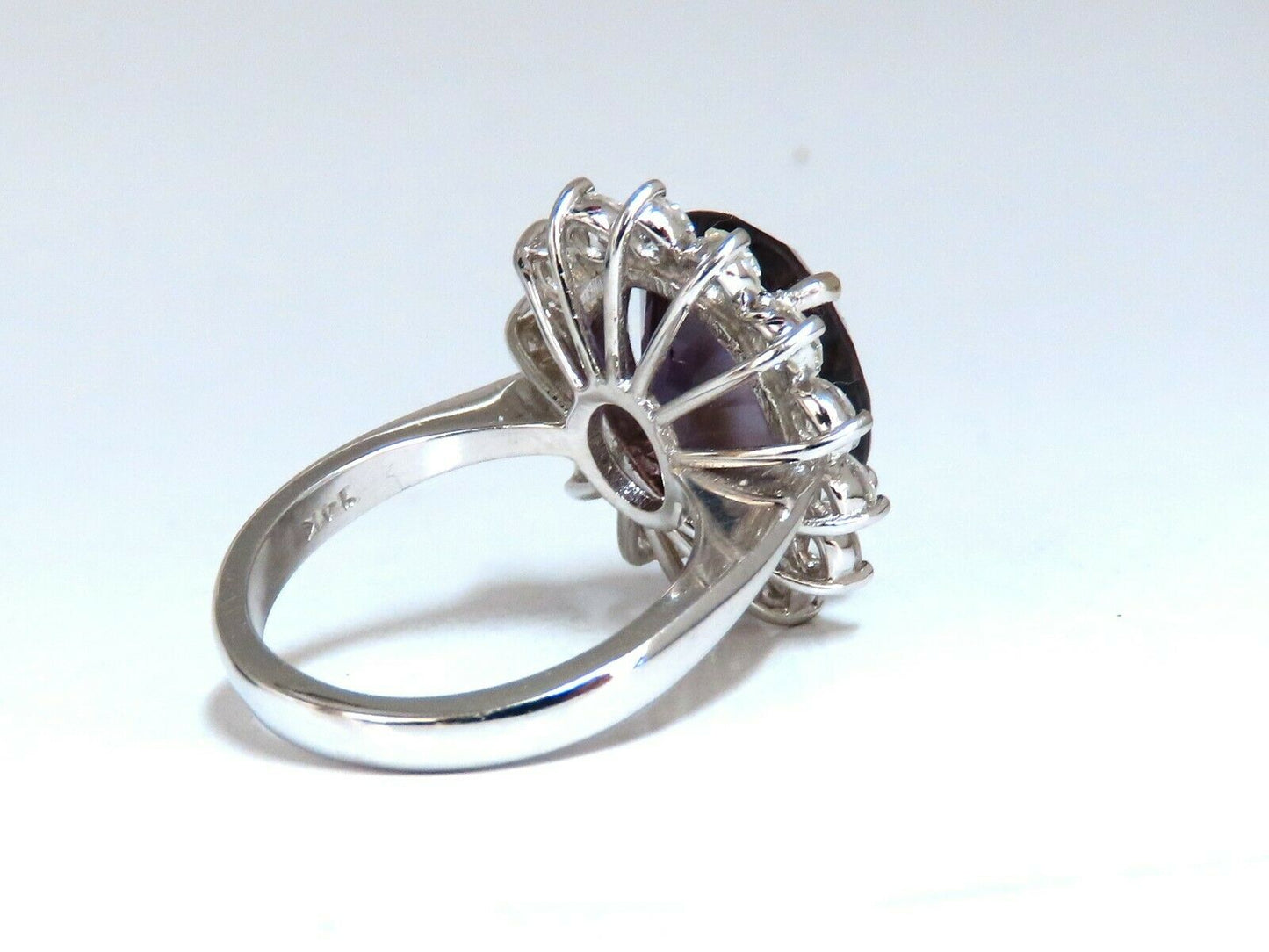 10ct Natural Vivid Purple Amethyst Diamonds Halo Cluster Cocktail Ring 14 Karat
