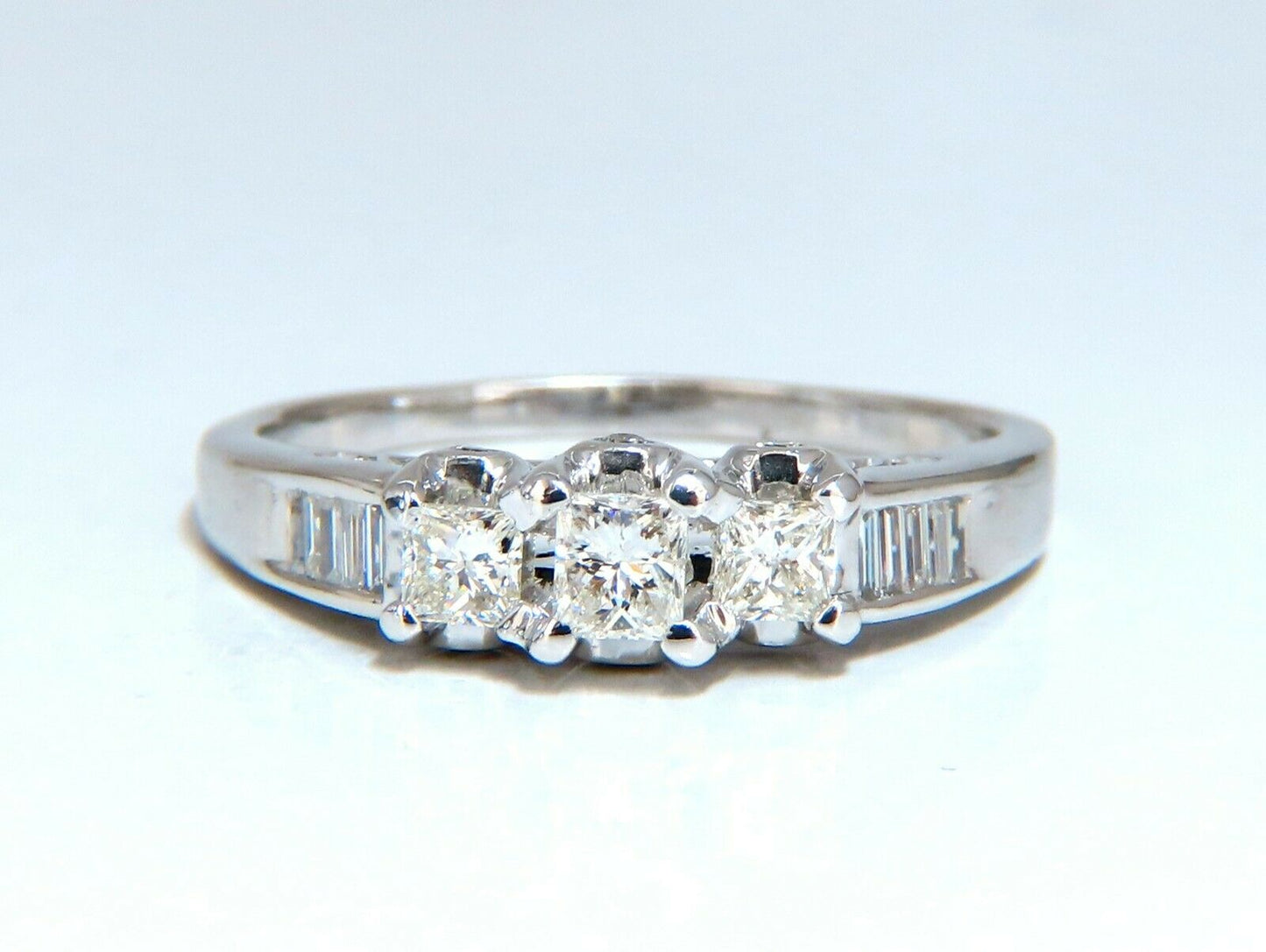 1.30ct Natural Princess Cut Diamonds Ring 14 Karat Classic Three Sz. 11.5