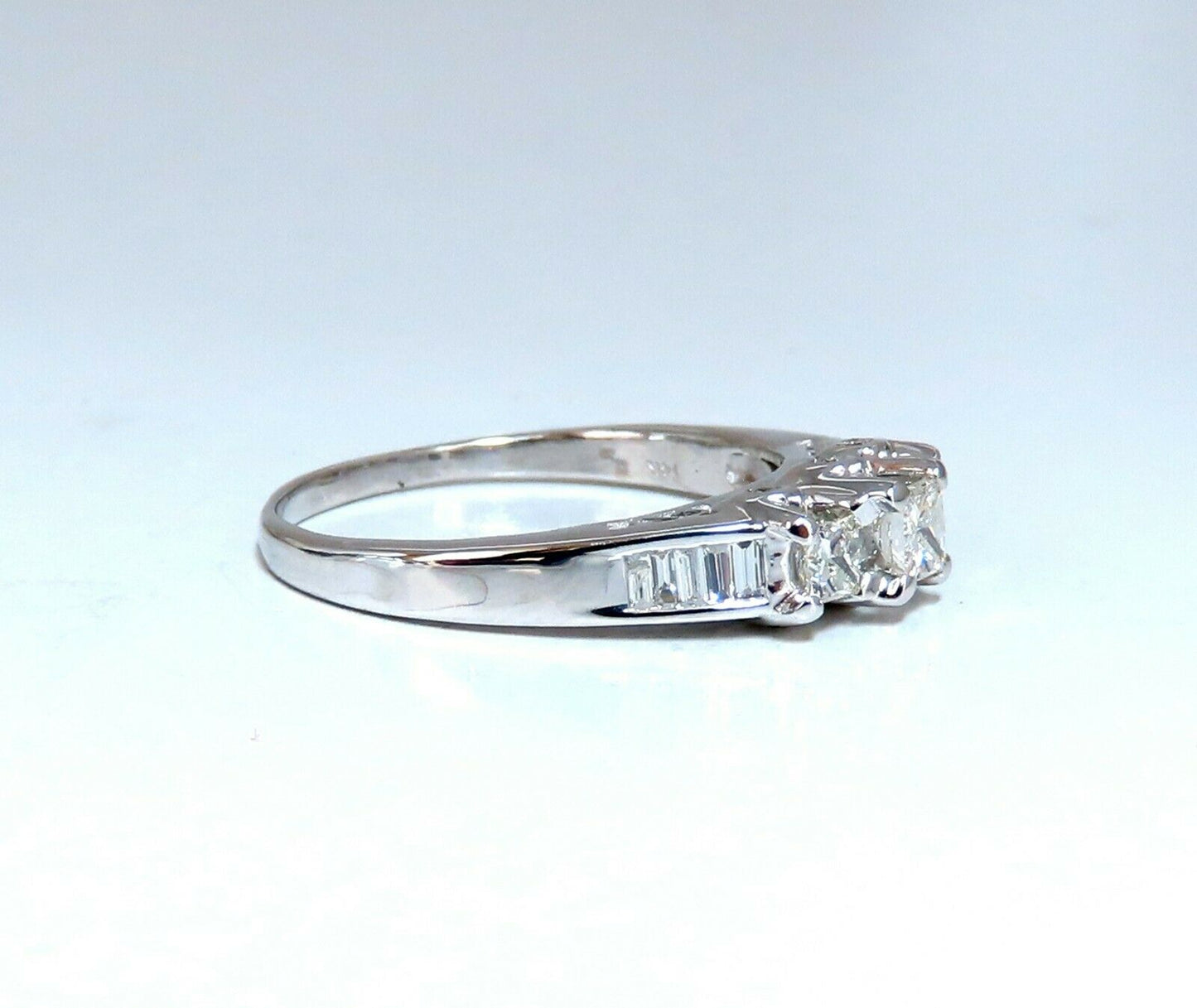 1.30ct Natural Princess Cut Diamonds Ring 14 Karat Classic Three Sz. 11.5