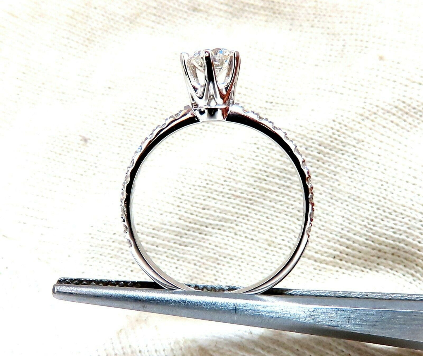 GIA Certified .73ct round cut diamond Raised Tulip ring Platinum