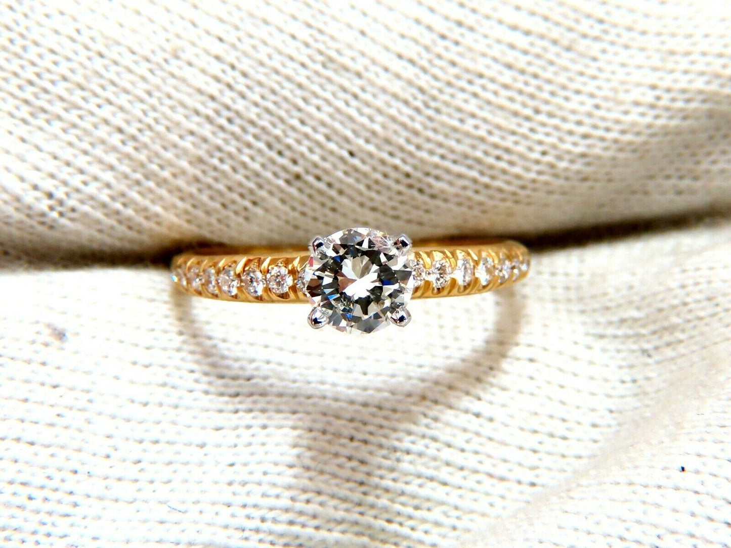 GIA Certified .69ct round cut diamond Raised Diamond Engagement Ring 14 Karat