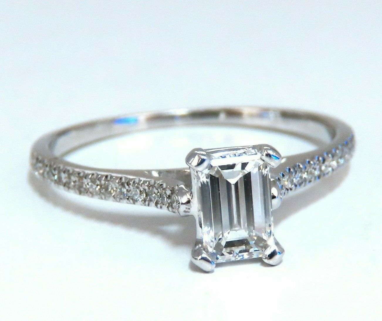GIA Certified .54ct Emerald Cut diamond ring 18 Karat