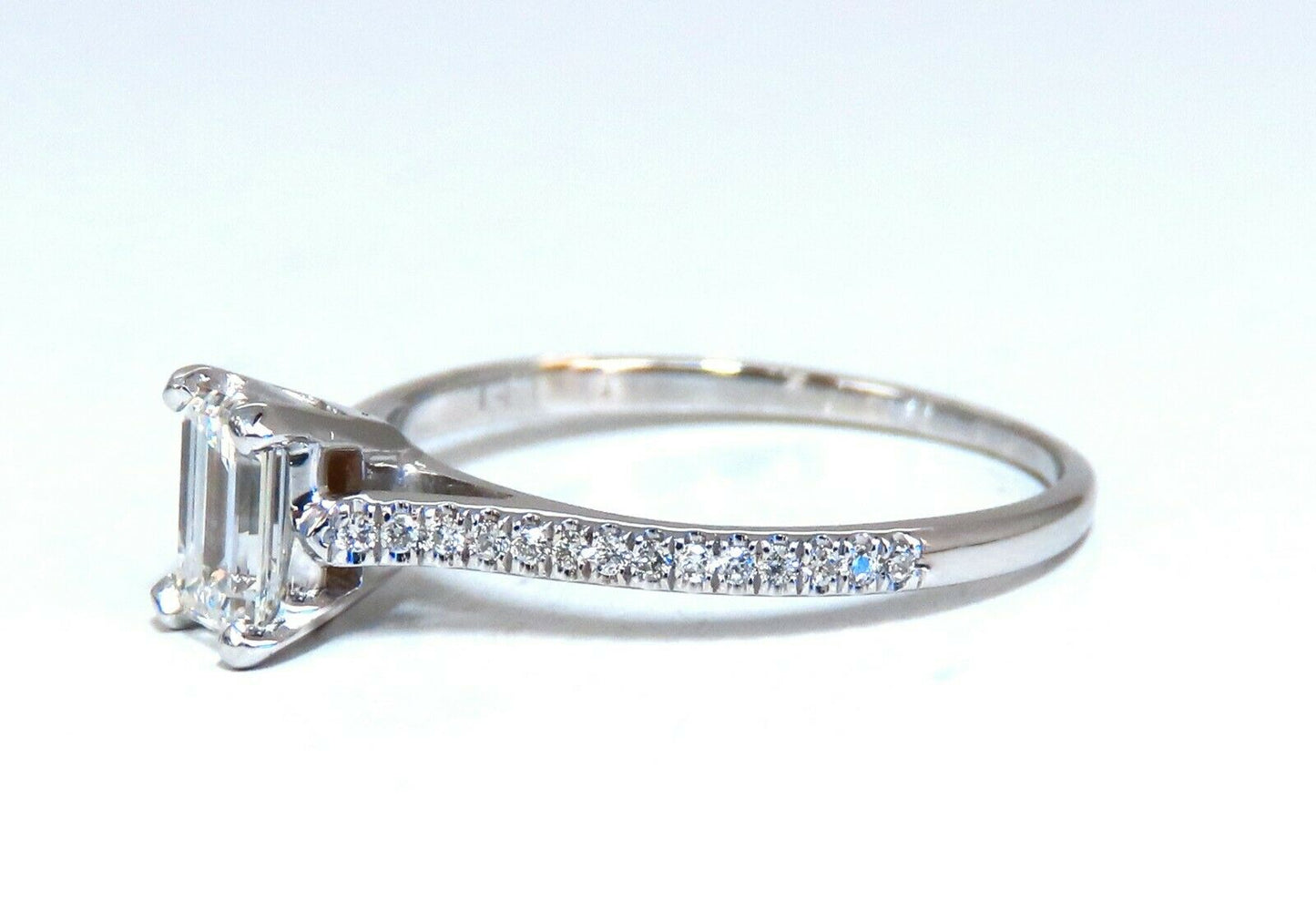 GIA Certified .54ct Emerald Cut diamond ring 18 Karat