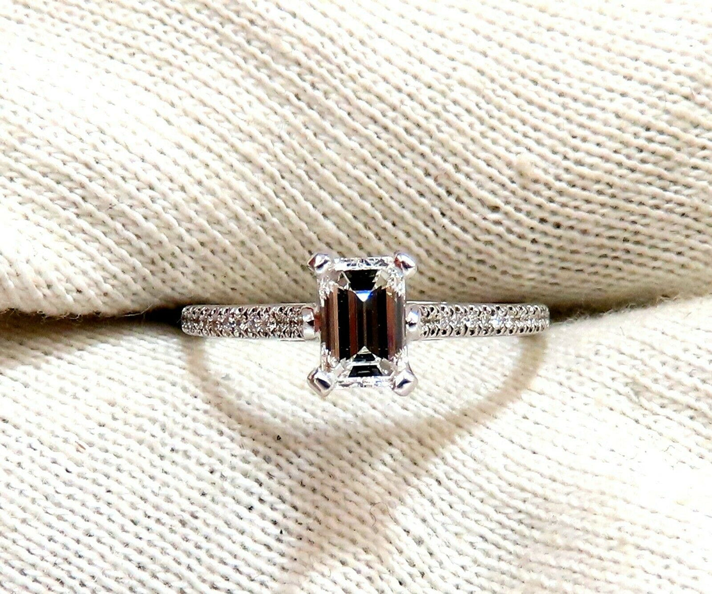GIA Certified .54ct Emerald Cut diamond ring 18 Karat