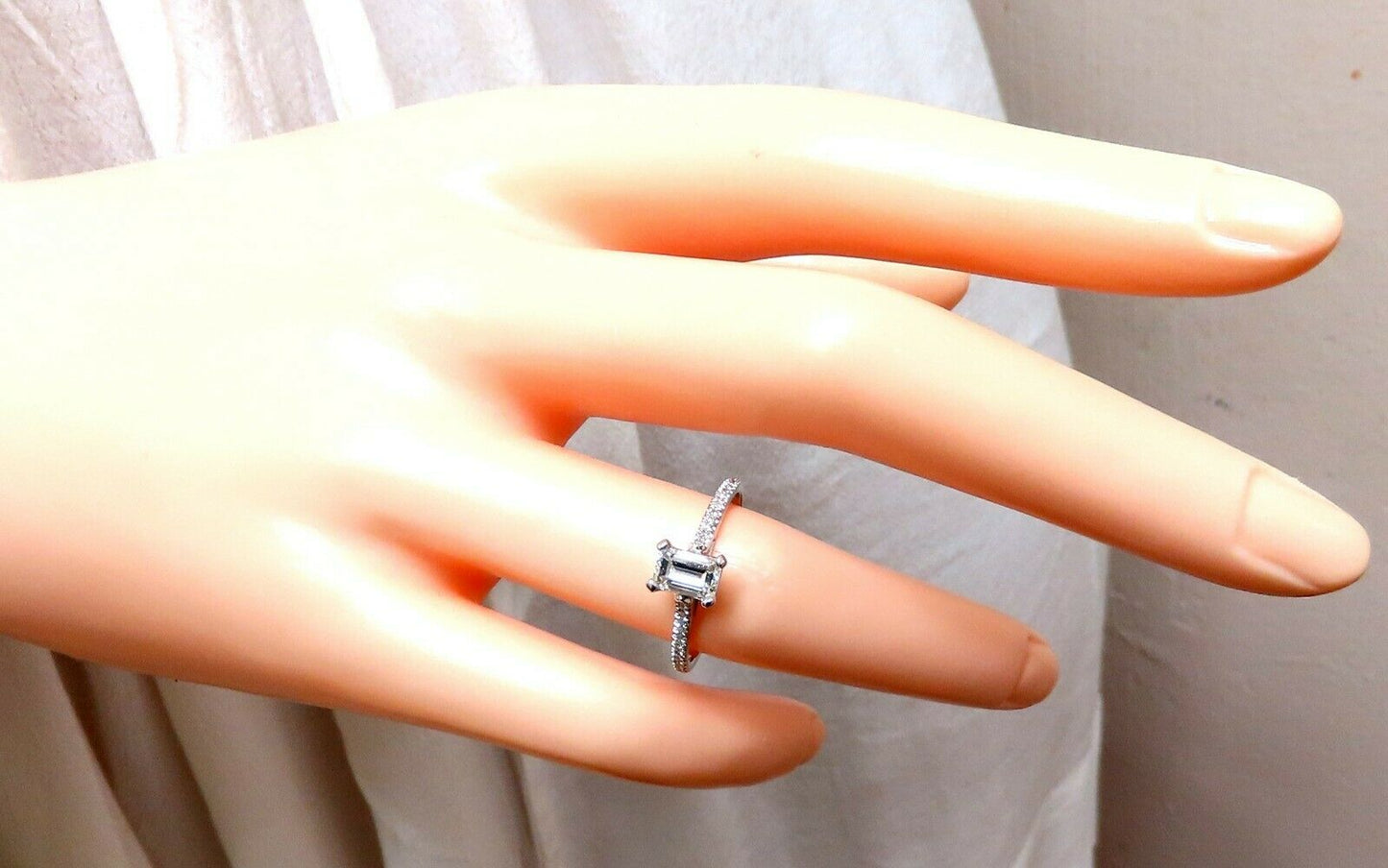 GIA Certified .54ct Emerald Cut diamond ring 18 Karat