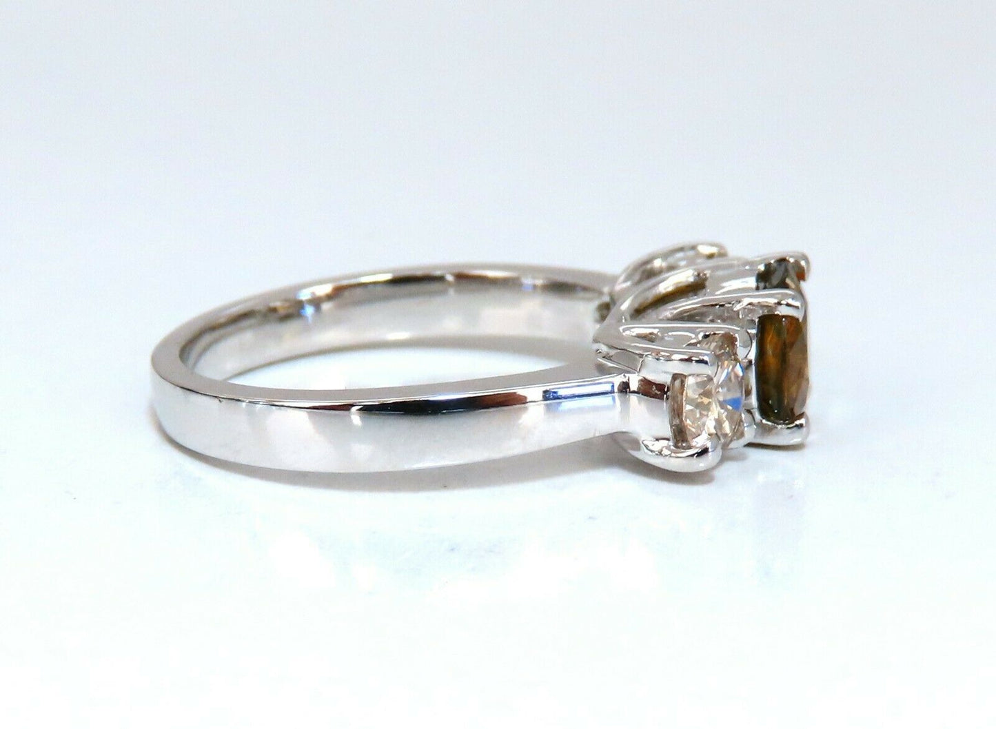 2.30ct Natural Fancy Color Sapphire Diamonds Ring 14 Karat Classic Three