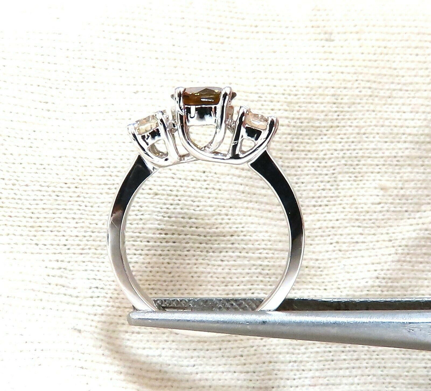 2.30ct Natural Fancy Color Sapphire Diamonds Ring 14 Karat Classic Three