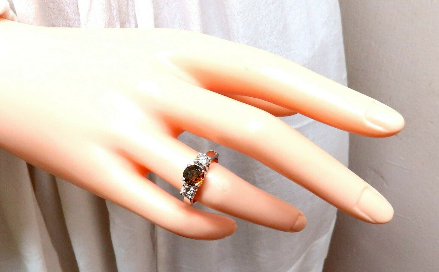 2.30ct Natural Fancy Color Sapphire Diamonds Ring 14 Karat Classic Three