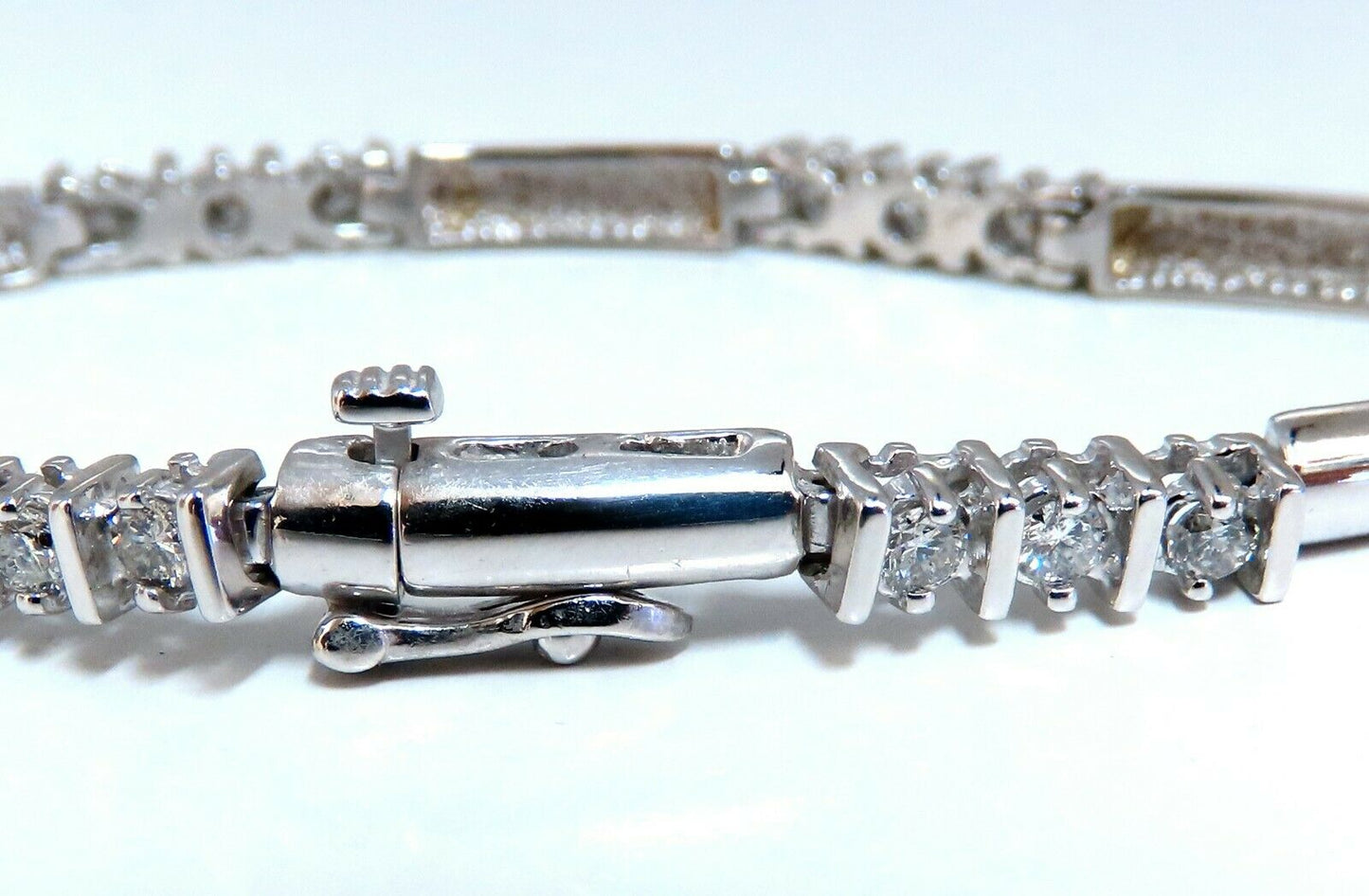 1.30ct Natural Diamonds Long Bar Linked Bracelet 14 Karat