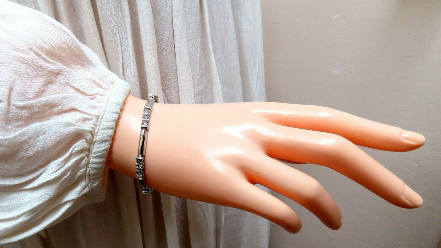 1.30ct Natural Diamonds Long Bar Linked Bracelet 14 Karat
