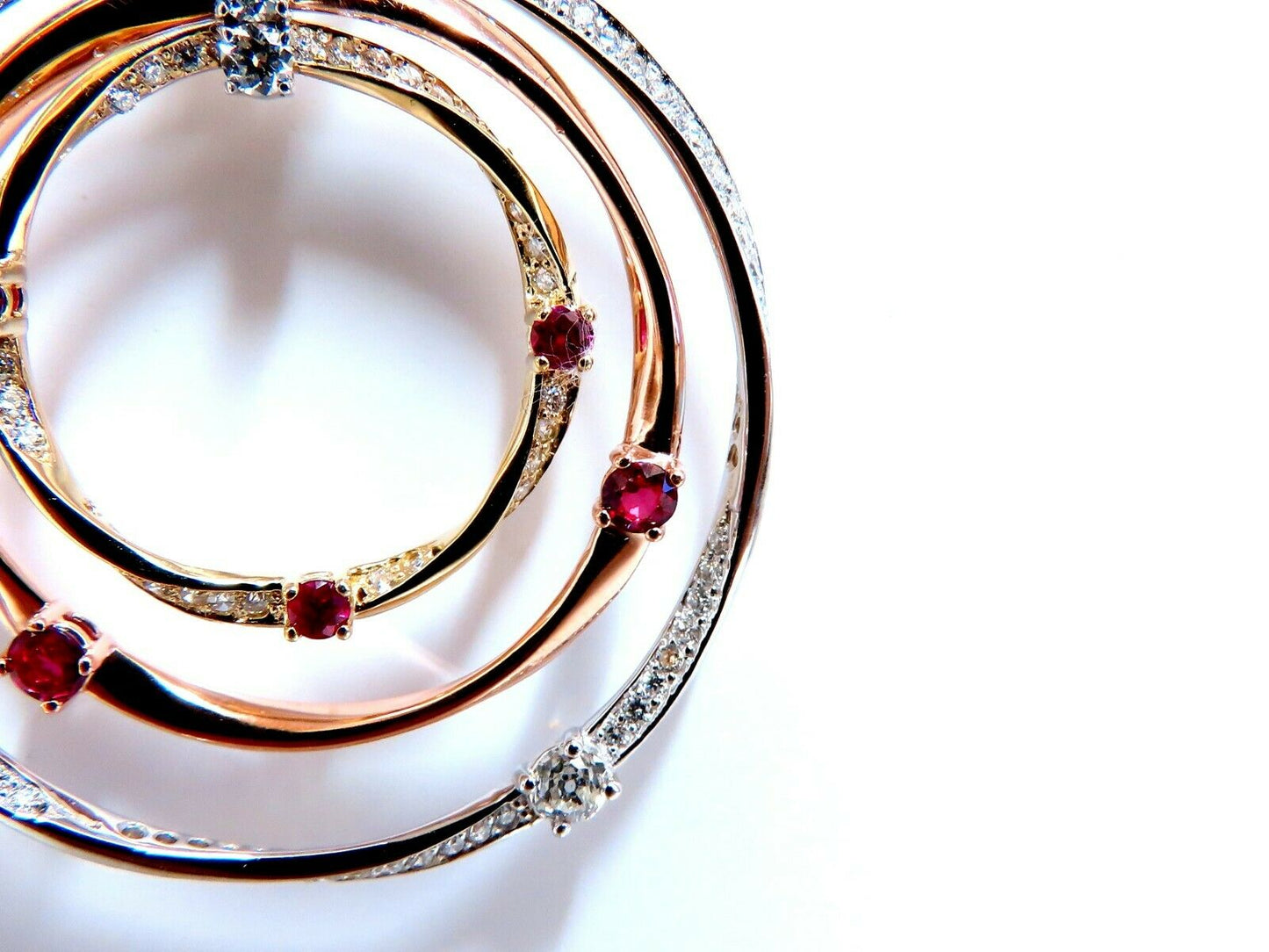 7.38ct Natural Ruby Diamond Dangle Chandelier Earrings 14 Karat Gold Omega