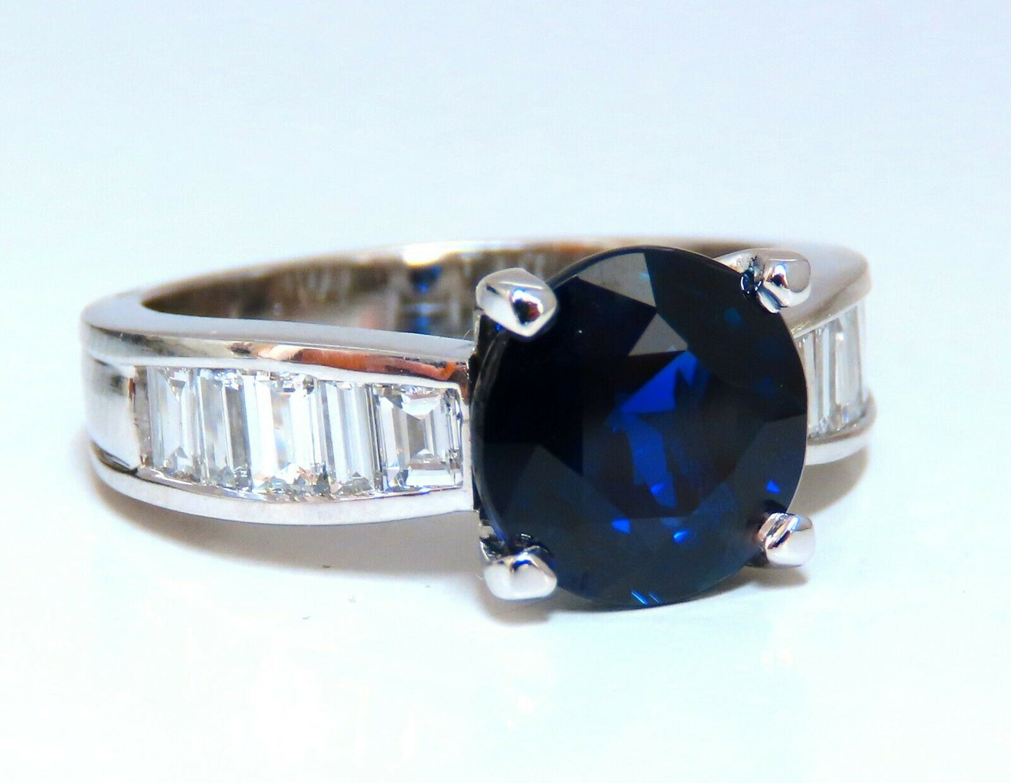 GIA Certified 4.09ct Natural Round No Heat Sapphire Diamond Ring Unheated 14kt