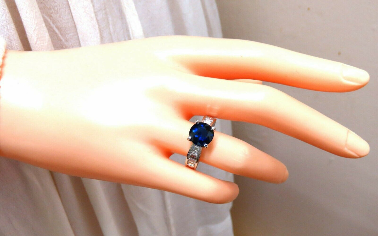 GIA Certified 4.09ct Natural Round No Heat Sapphire Diamond Ring Unheated 14kt