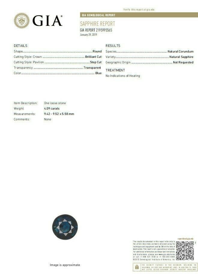 GIA Certified 4.09ct Natural Round No Heat Sapphire Diamond Ring Unheated 14kt