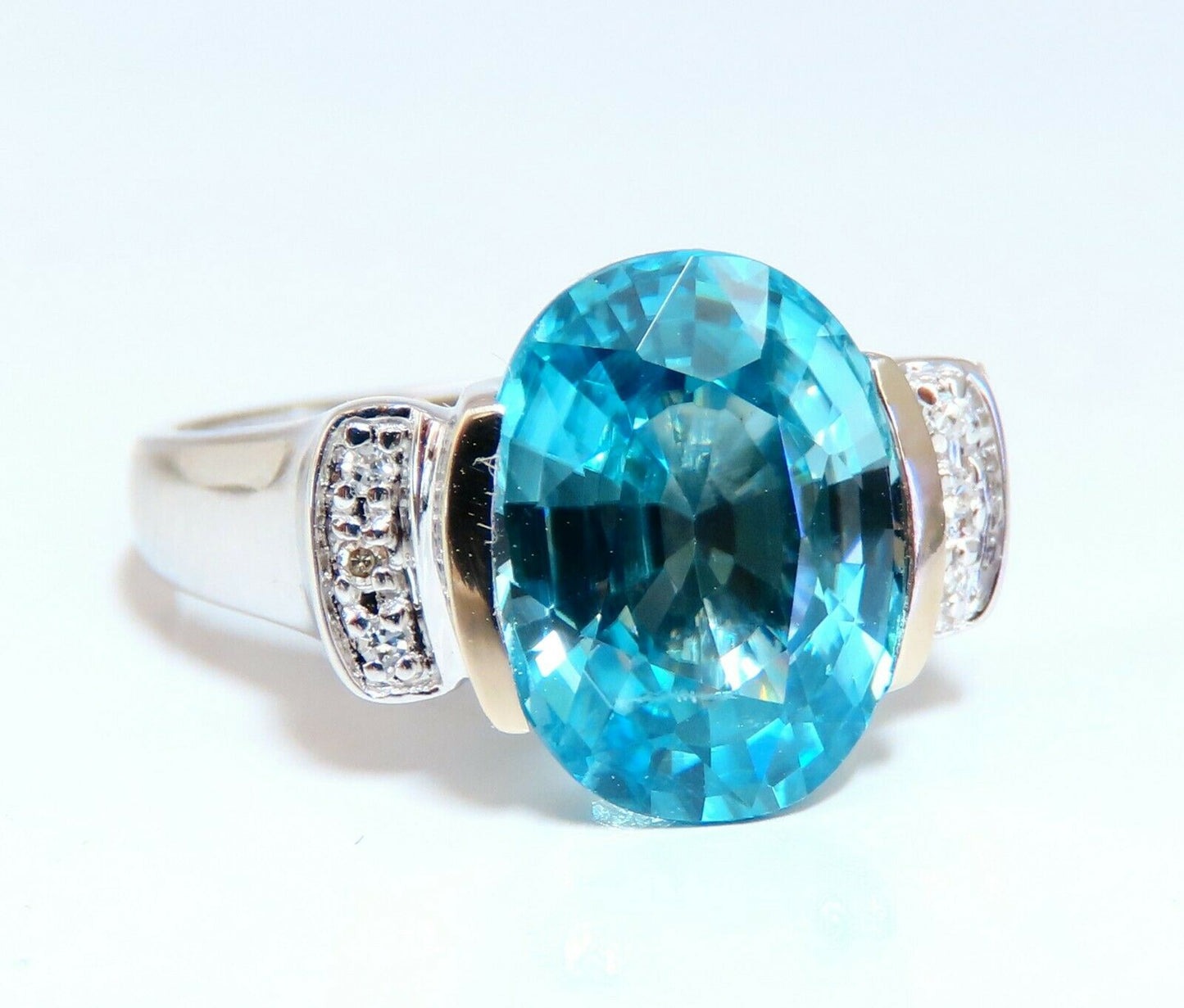 5.65ct Natural Indigo Blue zircon Diamonds Ring 14kt