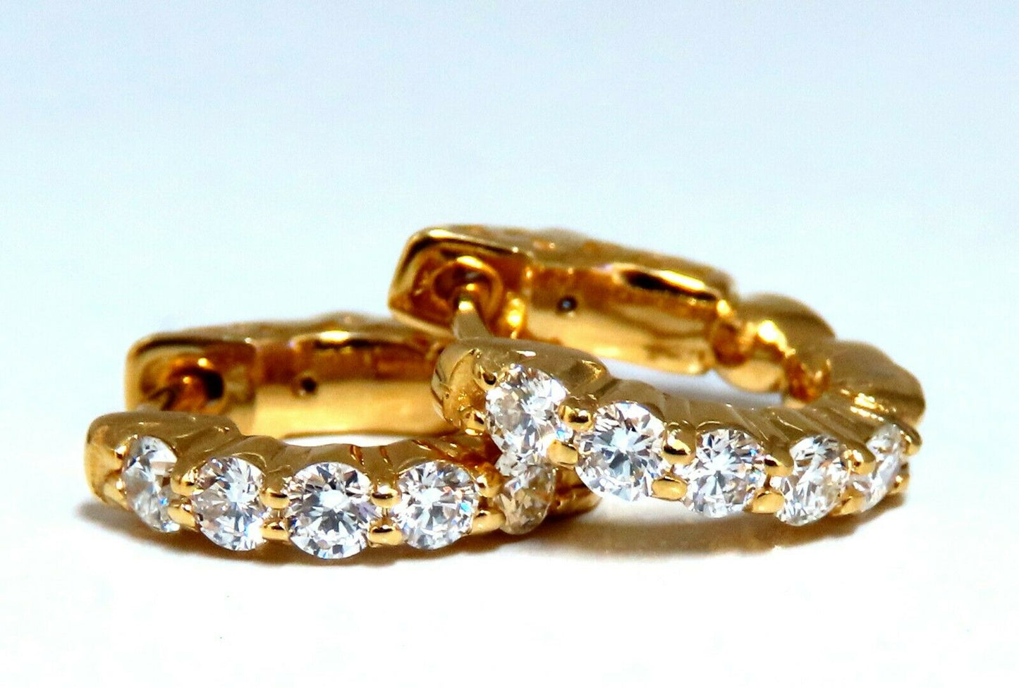 .50ct natural round diamonds inside out hoop earrings button 14 karat .5 inch