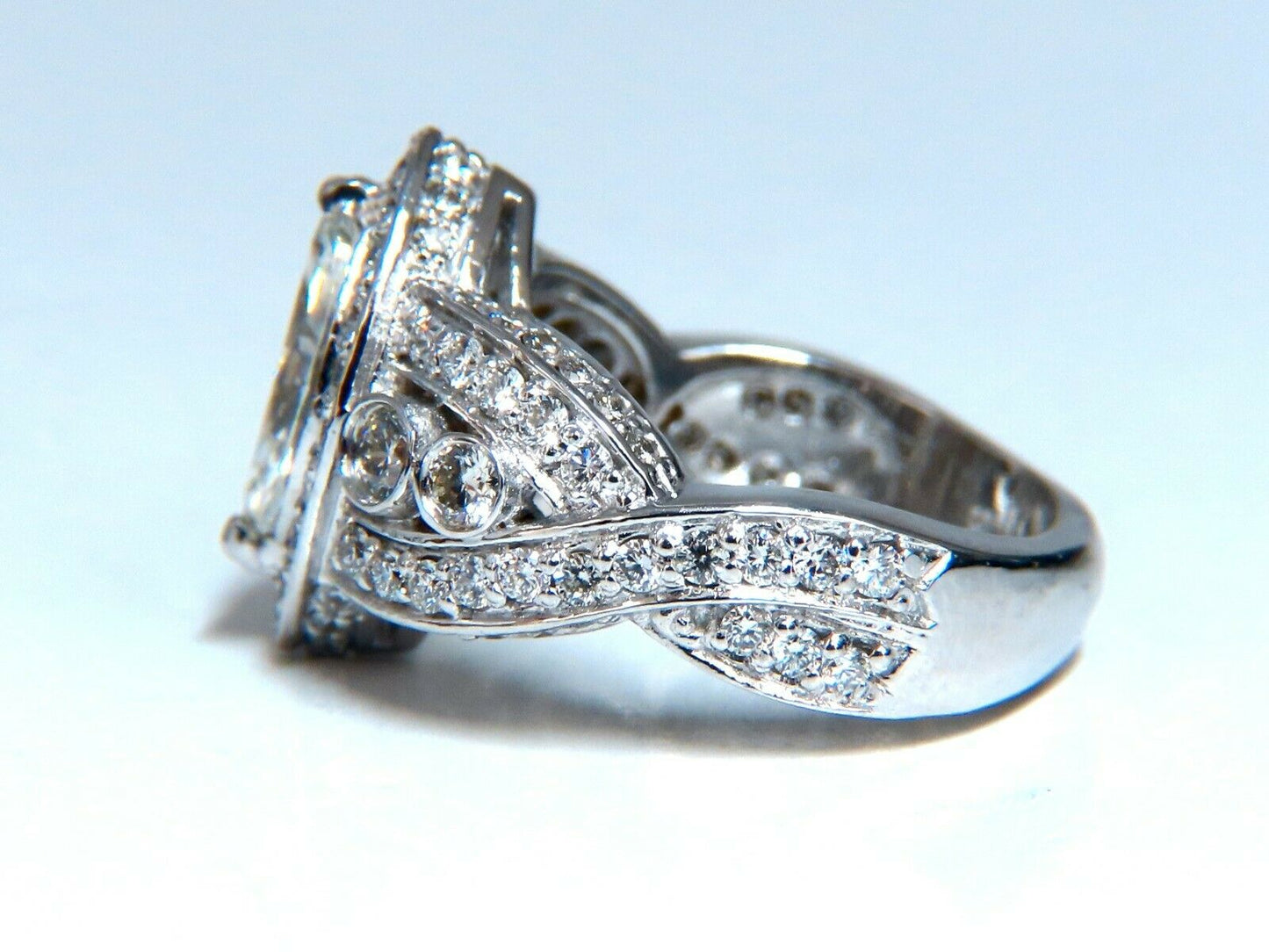 GIA Certified 1.01ct Natural Marquise Diamond Cluster Halo Ring 18kt