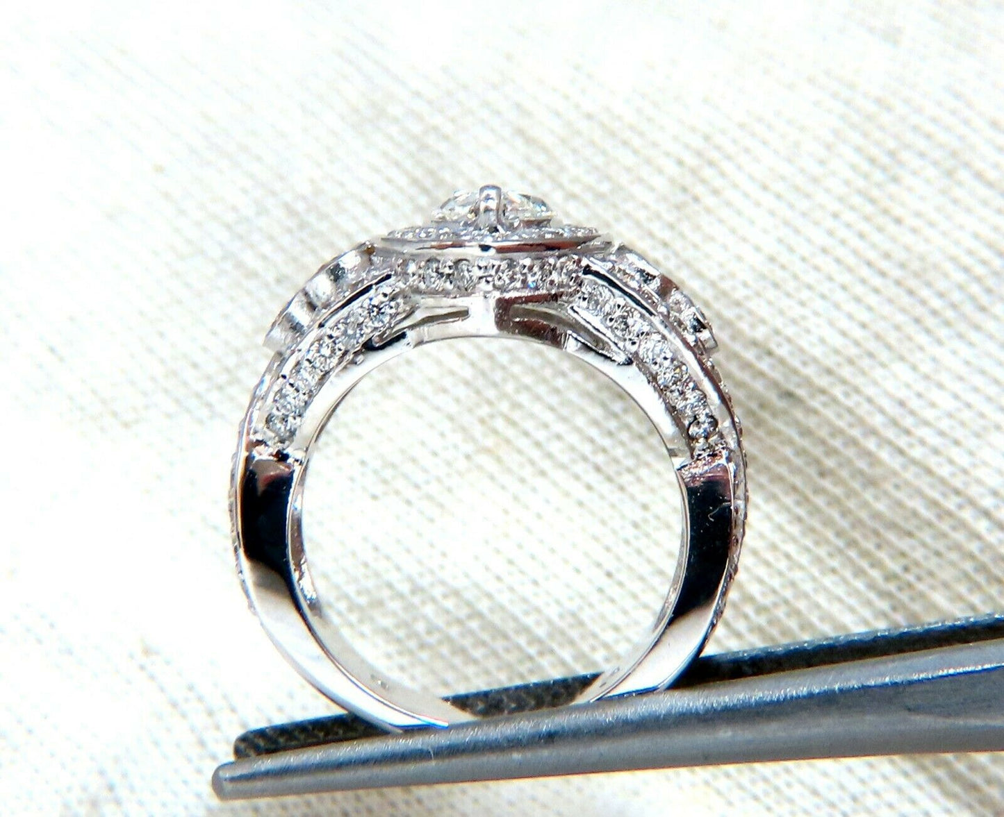 GIA Certified 1.01ct Natural Marquise Diamond Cluster Halo Ring 18kt