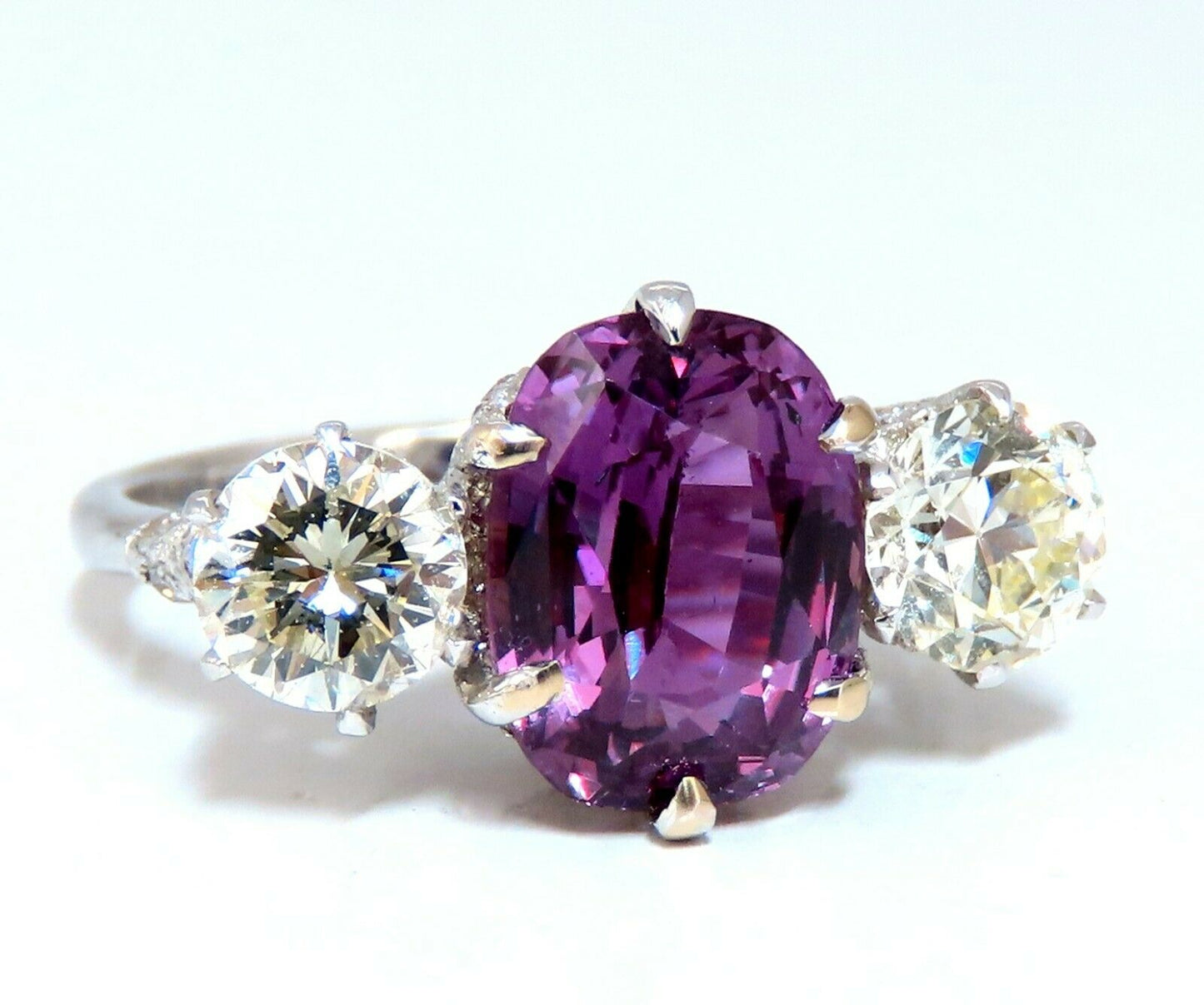 GIA Certified 3.37ct Natural Purple Pink Sapphire Diamonds Ring 18kt Classic-3
