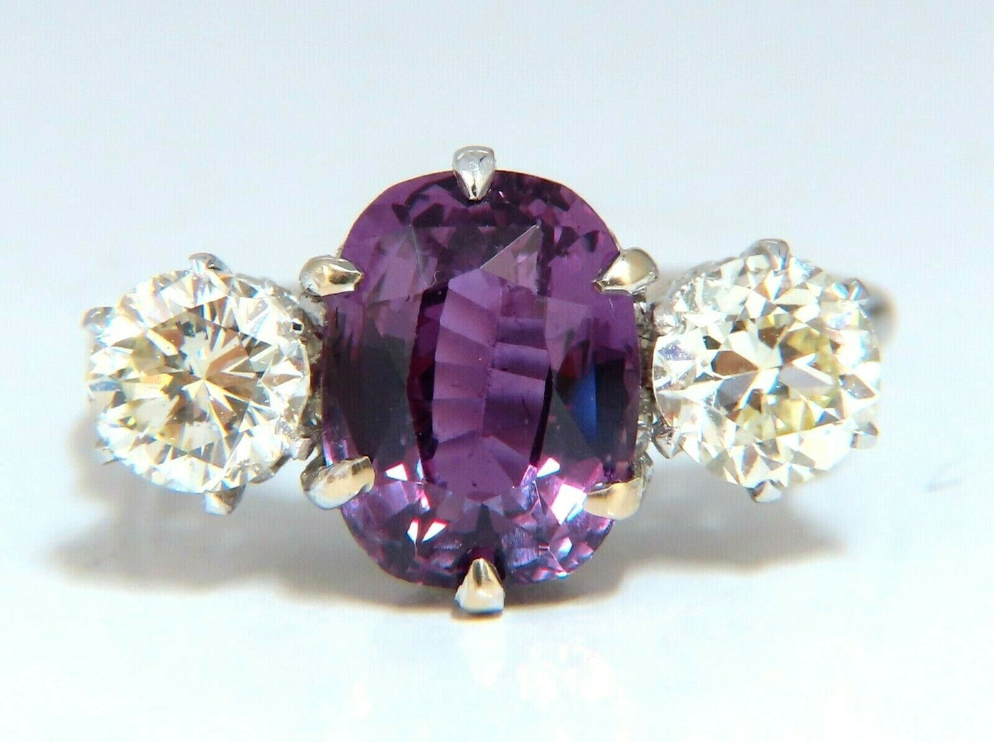 GIA Certified 3.37ct Natural Purple Pink Sapphire Diamonds Ring 18kt Classic-3