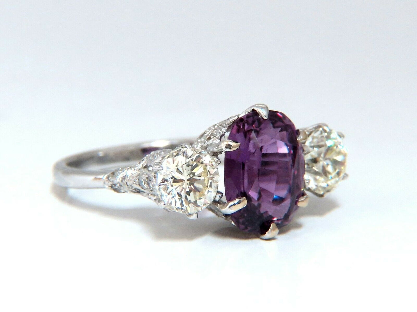GIA Certified 3.37ct Natural Purple Pink Sapphire Diamonds Ring 18kt Classic-3