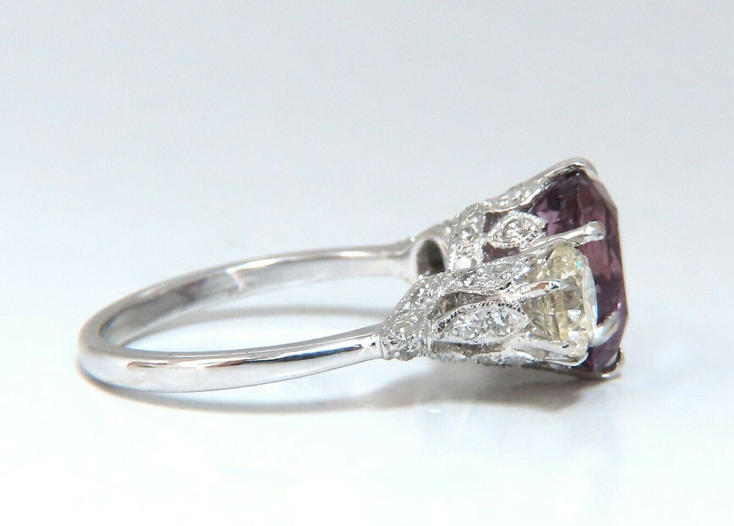 GIA Certified 3.37ct Natural Purple Pink Sapphire Diamonds Ring 18kt Classic-3