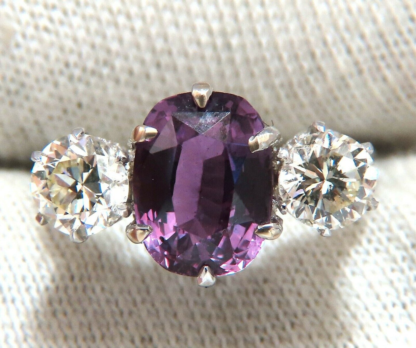 GIA Certified 3.37ct Natural Purple Pink Sapphire Diamonds Ring 18kt Classic-3