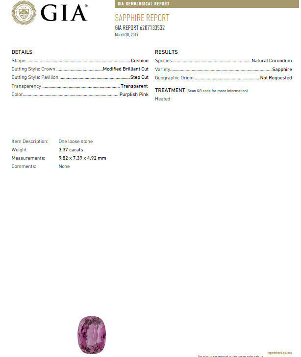 GIA Certified 3.37ct Natural Purple Pink Sapphire Diamonds Ring 18kt Classic-3