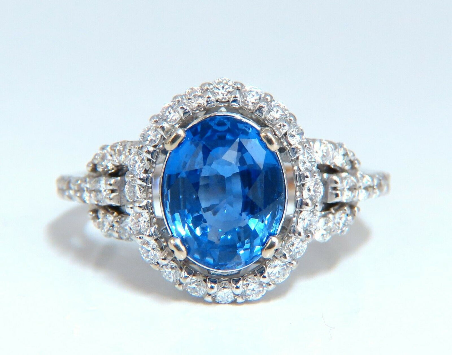 GIA Certified 3.30ct Natural No Heat Sapphire Diamond Ring Unheated 14 Karat