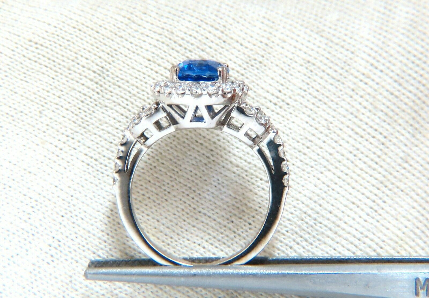 GIA Certified 3.30ct Natural No Heat Sapphire Diamond Ring Unheated 14 Karat