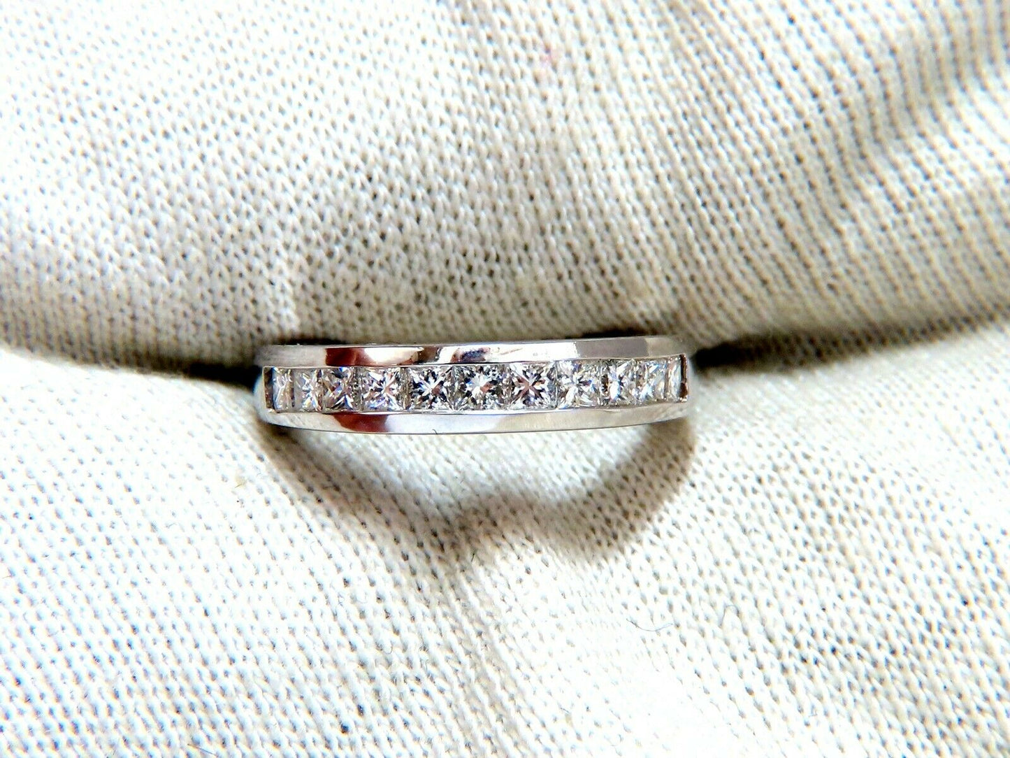 .74ct Natural Princess Cut Diamonds Channel Band 14kt Gold Ring