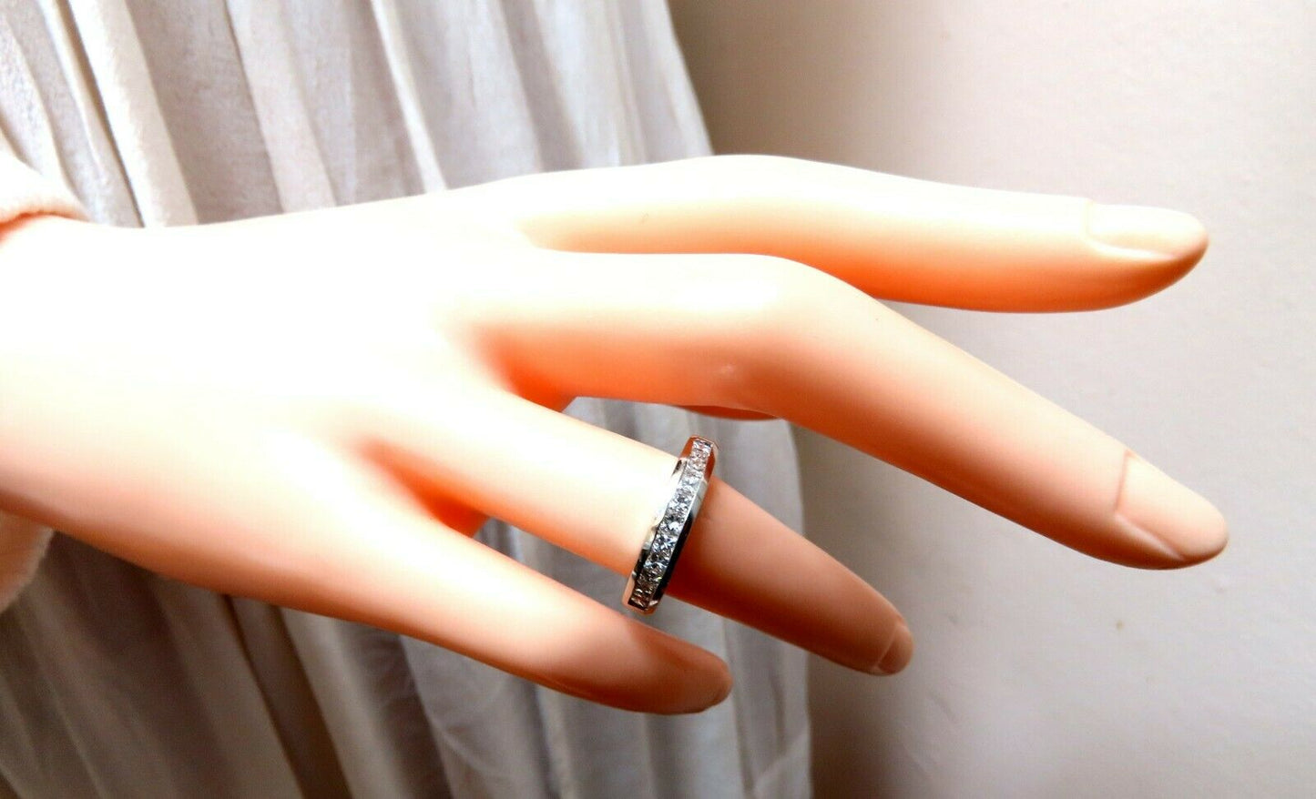 .74ct Natural Princess Cut Diamonds Channel Band 14kt Gold Ring