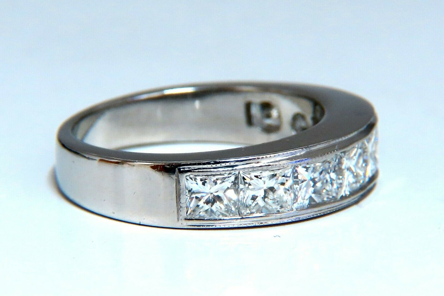 2.30ct Natural Princess Cut Diamonds Channel Band Platinun Ring