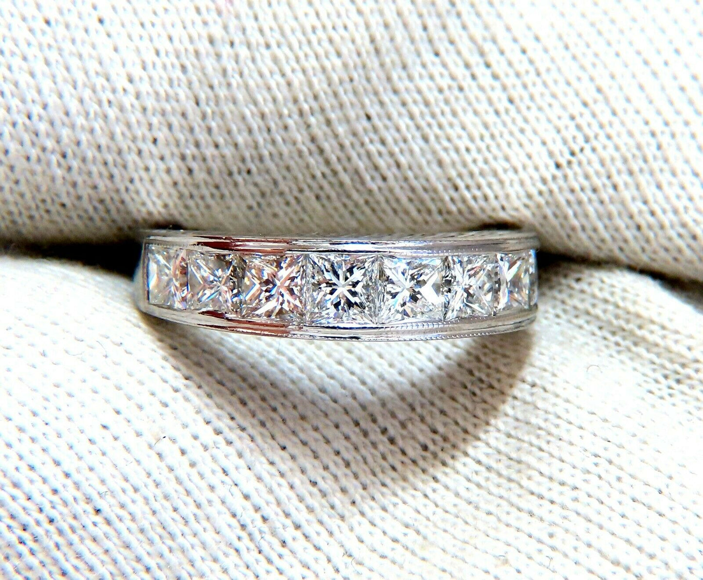 2.30ct Natural Princess Cut Diamonds Channel Band Platinun Ring