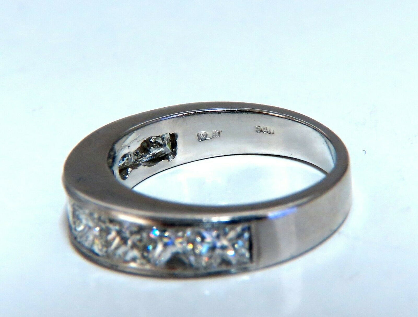 2.30ct Natural Princess Cut Diamonds Channel Band Platinun Ring