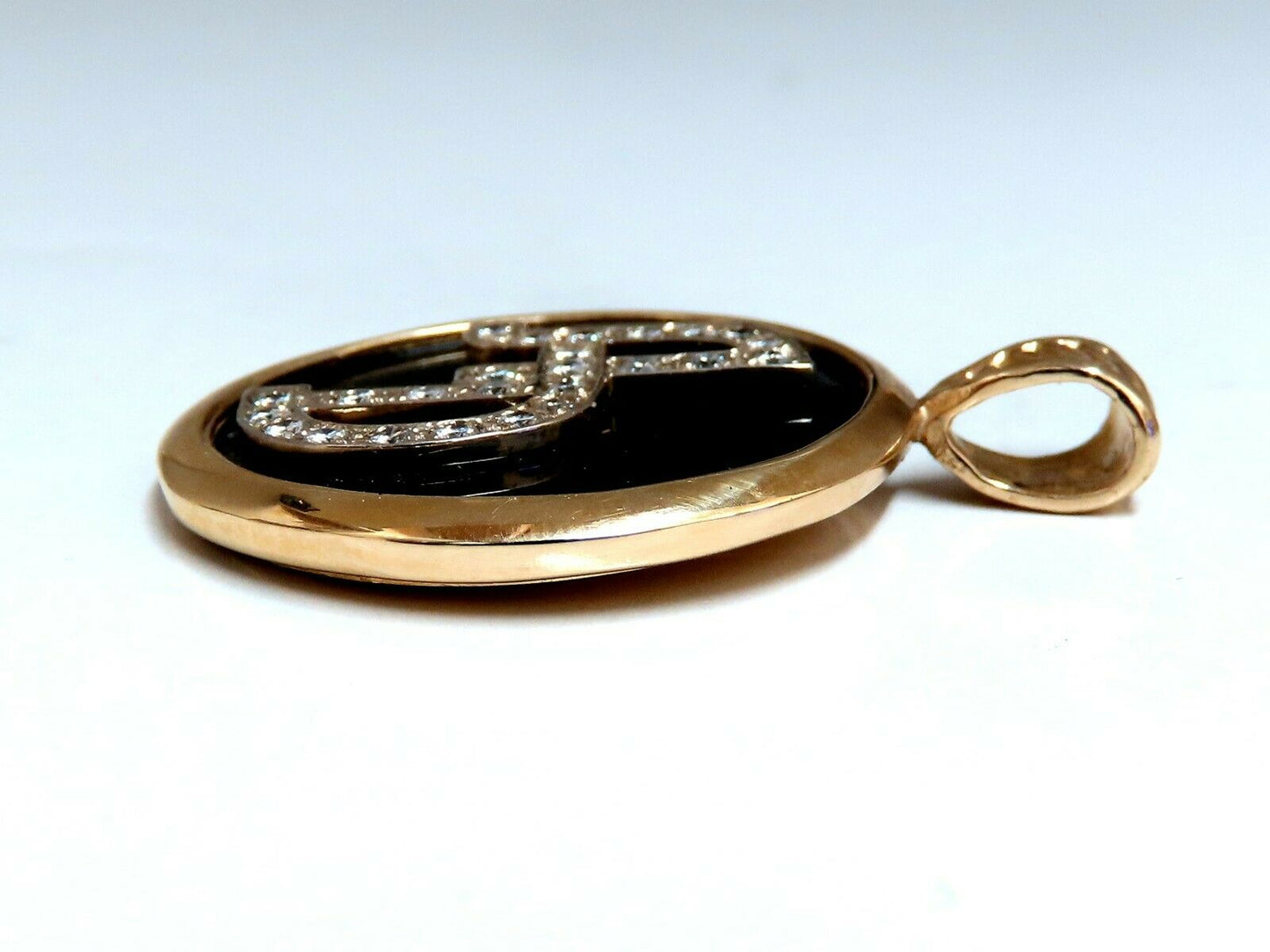 Black Onyx Natural Diamonds Necklace .52ct & Reversible