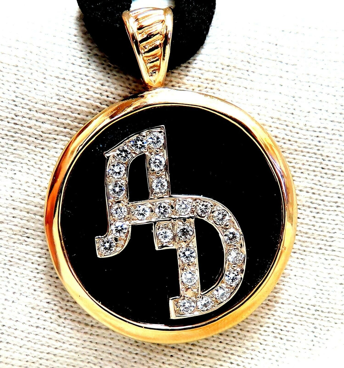 Black Onyx Natural Diamonds Necklace .52ct & Reversible