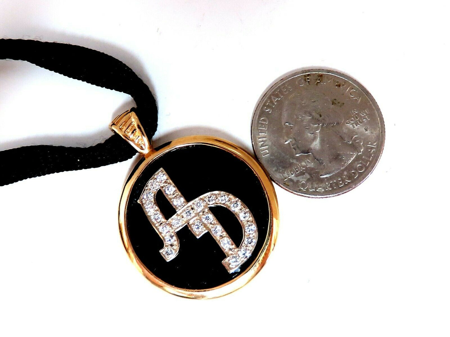 Black Onyx Natural Diamonds Necklace .52ct & Reversible